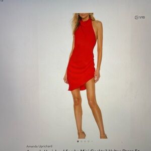 Amanda Uprichard Scuba Halter Mini Dress in Bright Red